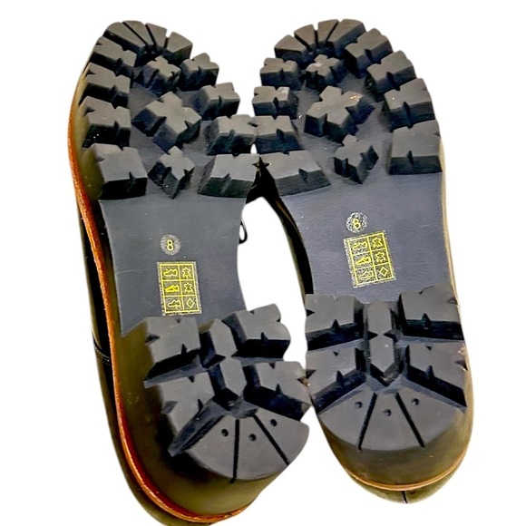 Jeffrey Campbell Black leather Platform lug sole lace up Oxfords grommet size 8 - Picture 7 of 9